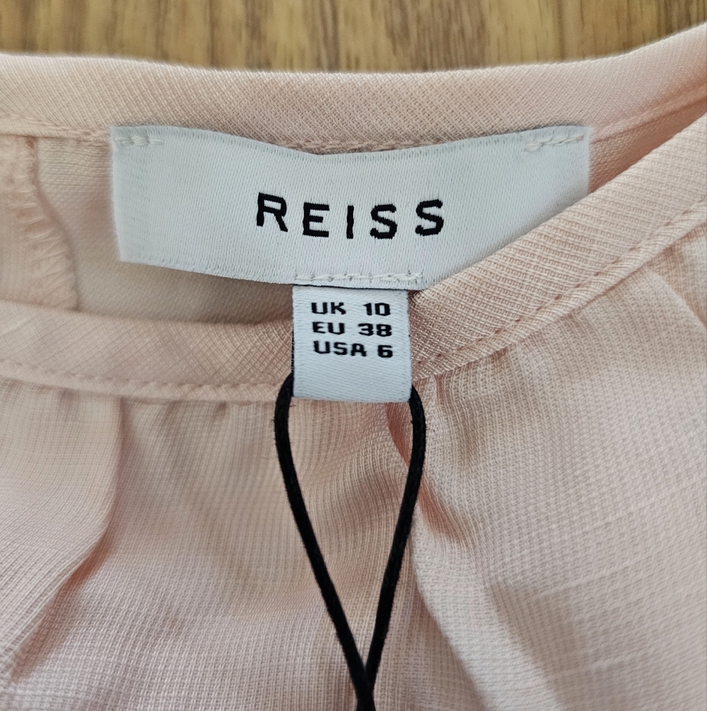 REISS BLOUSE NWT OFF SHOULDER‎ RUFFLE STRAPS ELEGANT PINK TOP - Picture 2 of 11